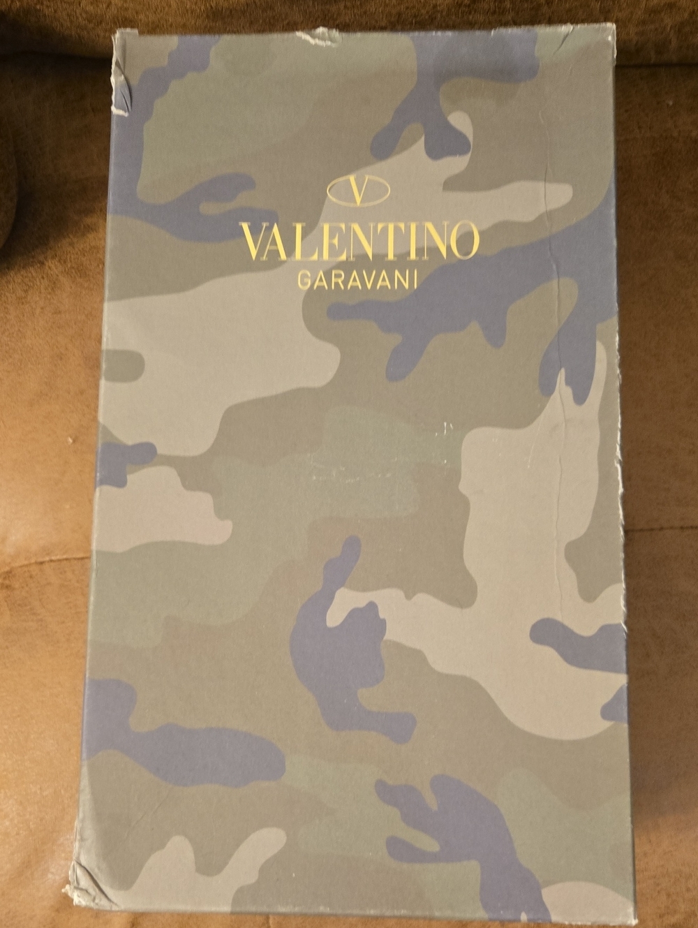 Valentino Garavani Camouflage Shoebox with Gold Logo - Green, Blue, Tan